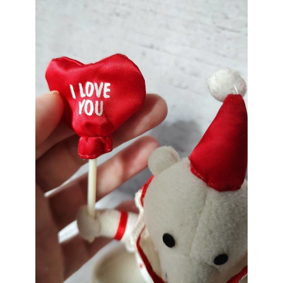 Vintage Russ Berrie Clown Teddy Bear W Red Heart Balloon I Love You 5” READ - Picture 2 of 6